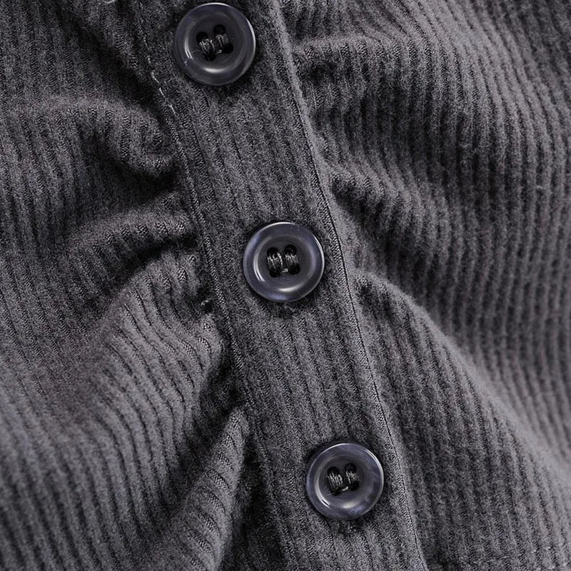 Long Sleeve Button Crop Top