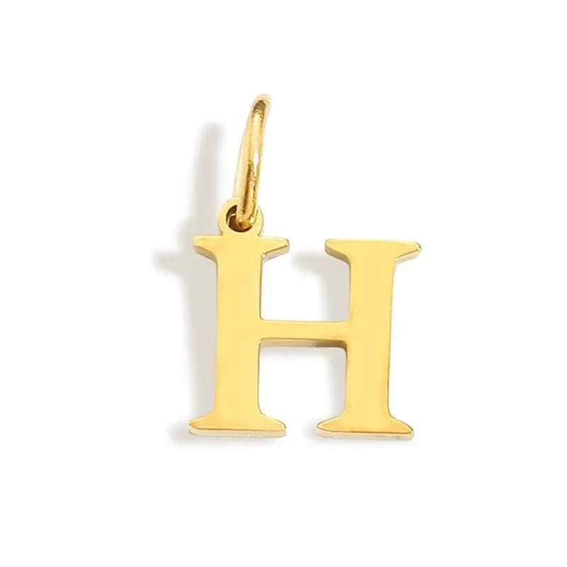 Gold Stainless Steel Initial Letter Charm Pendant