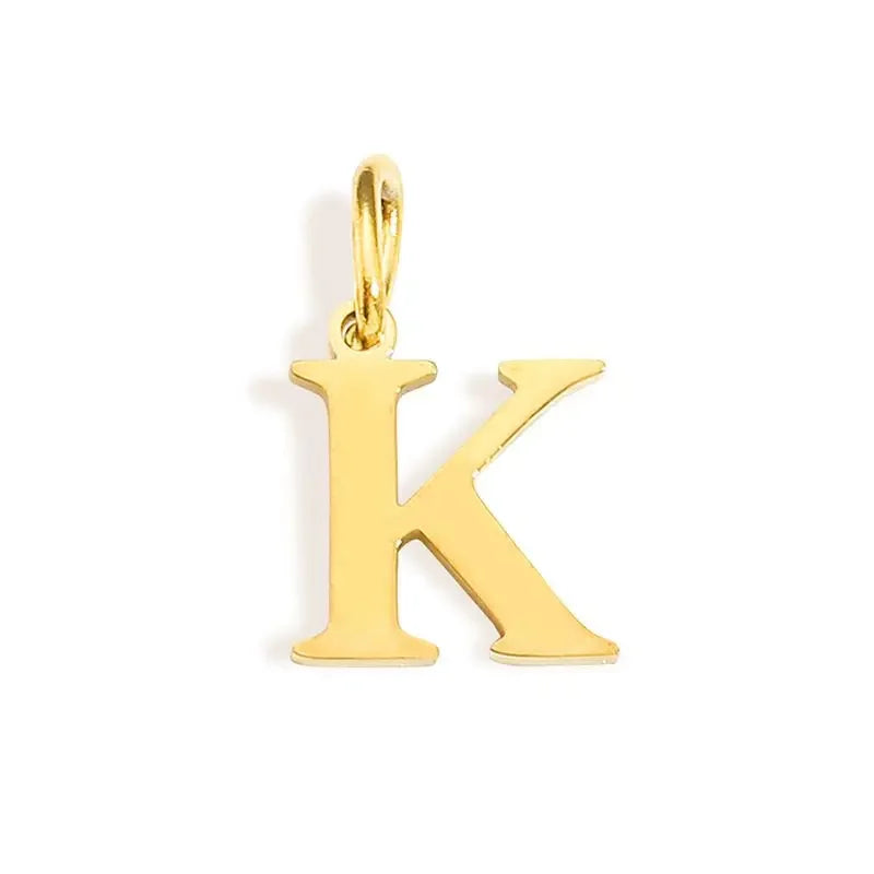 Gold Stainless Steel Initial Letter Charm Pendant