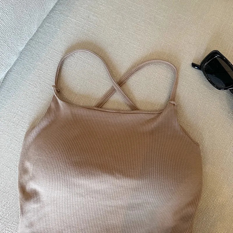 Pure Color Slim Strap Vest
