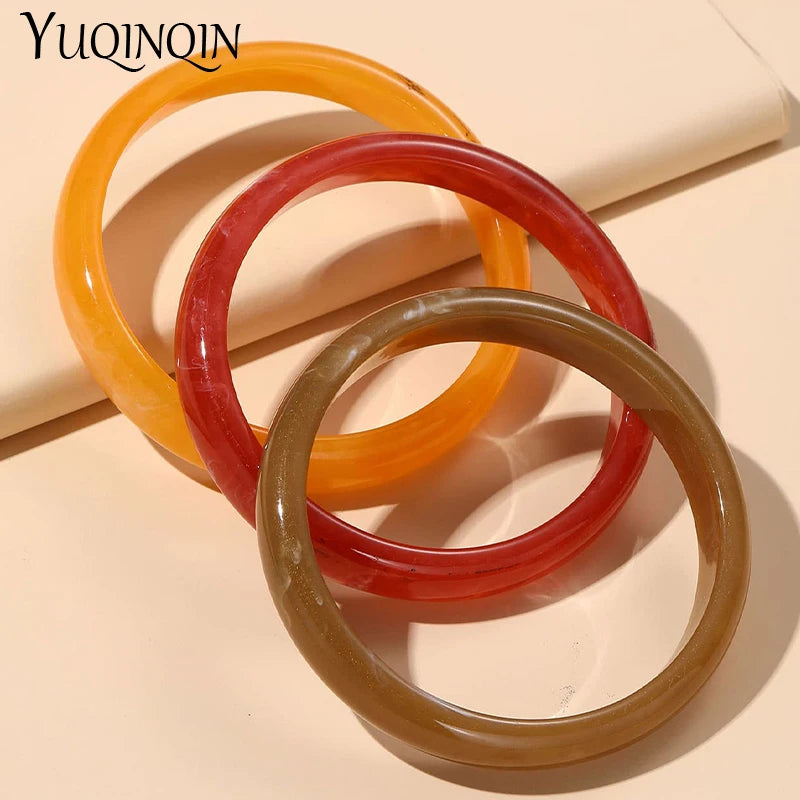 Women's 3-Piece Vintage Resin Acrylic Bangle Set