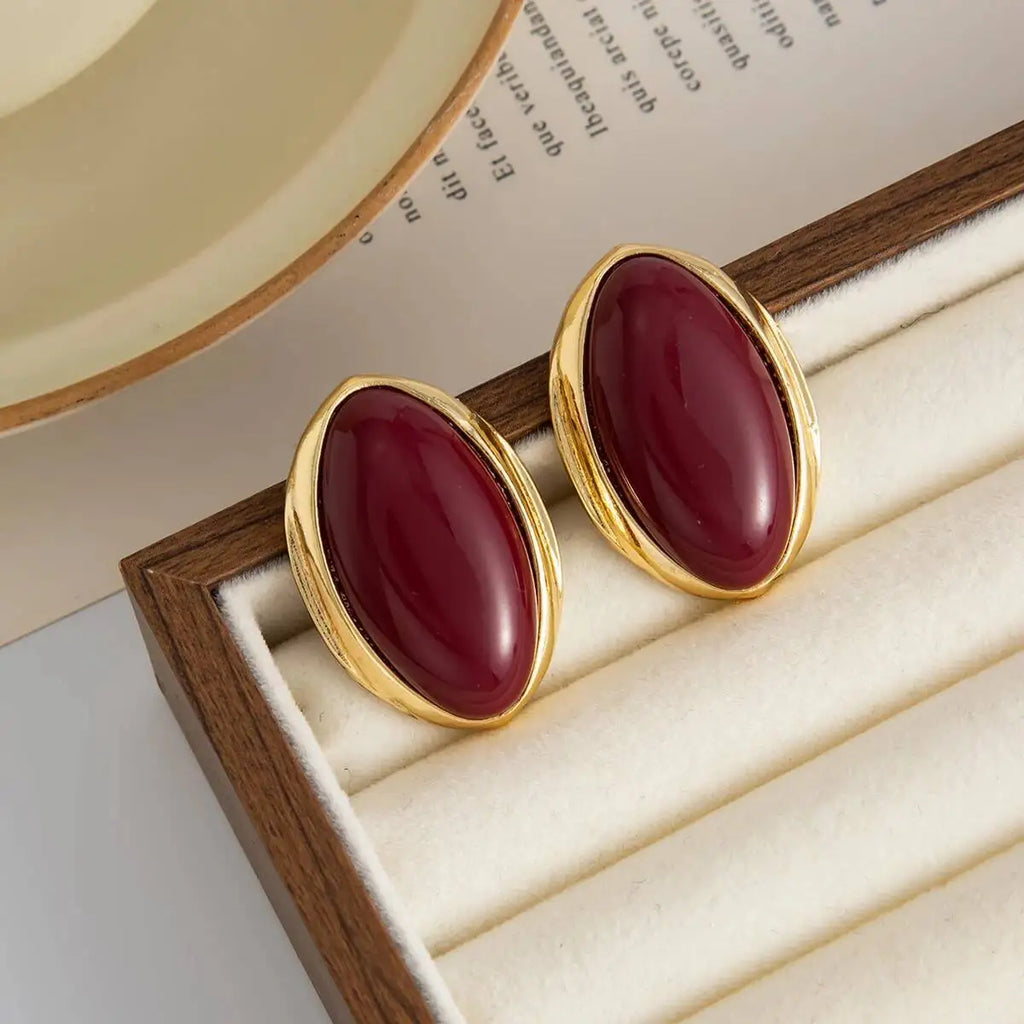 Women's Retro Resin Acrylic Oval Geometric Stud Earrings
