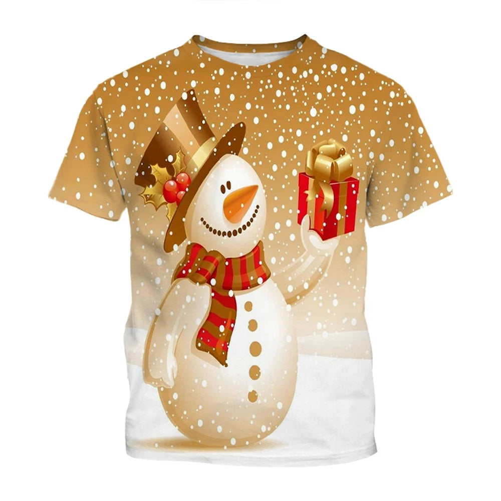 3D Christmas Print Casual T-Shirt