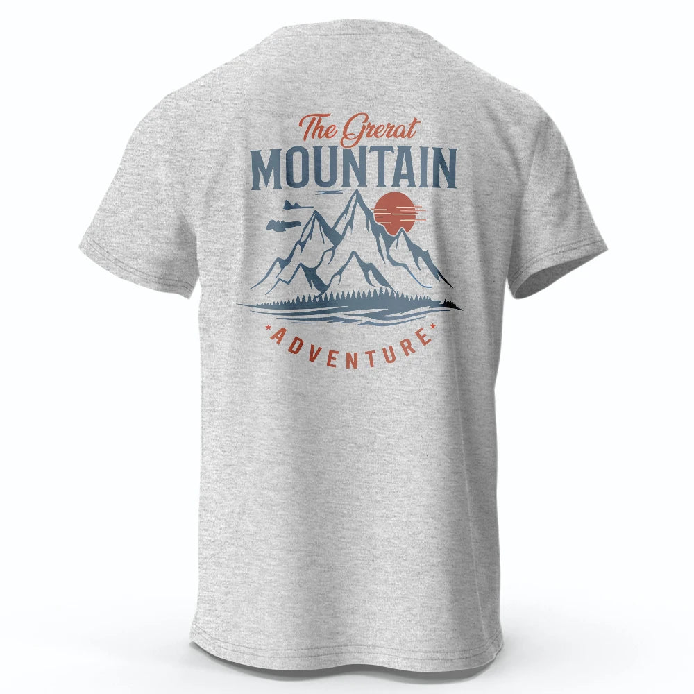 Men's Hiking Outdoor T-Shirt with Double Printed Design Cotton Tees for Men Women Sportwear