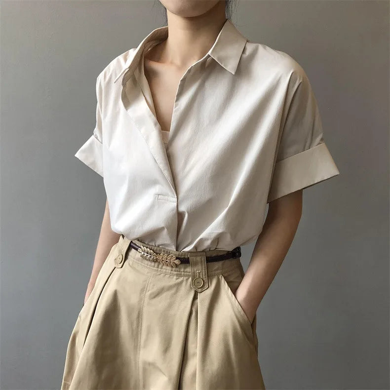 Chiffon Ruched Short Sleeve Blouse