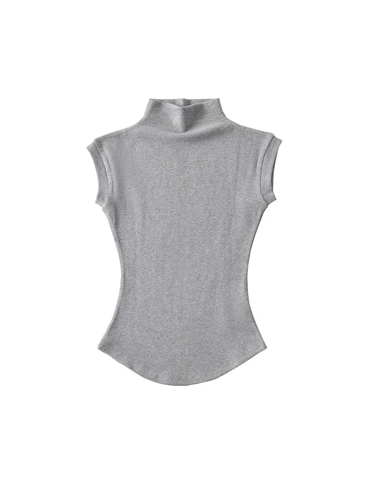 Slim Turtleneck Sleeveless Tee