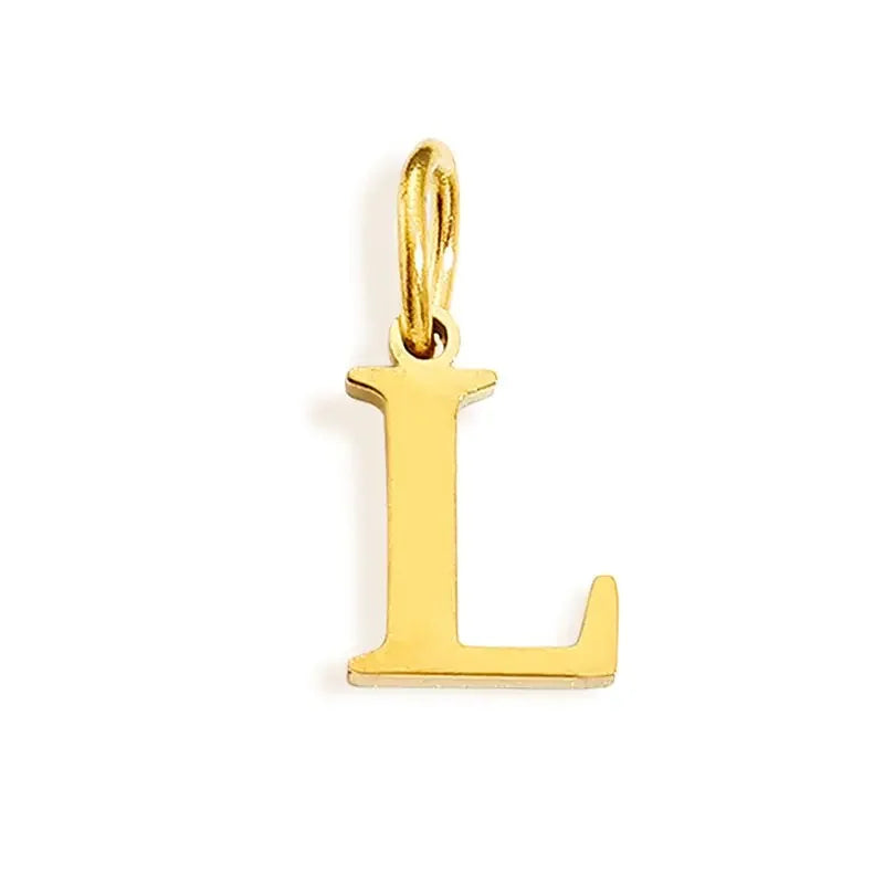 Gold Stainless Steel Initial Letter Charm Pendant