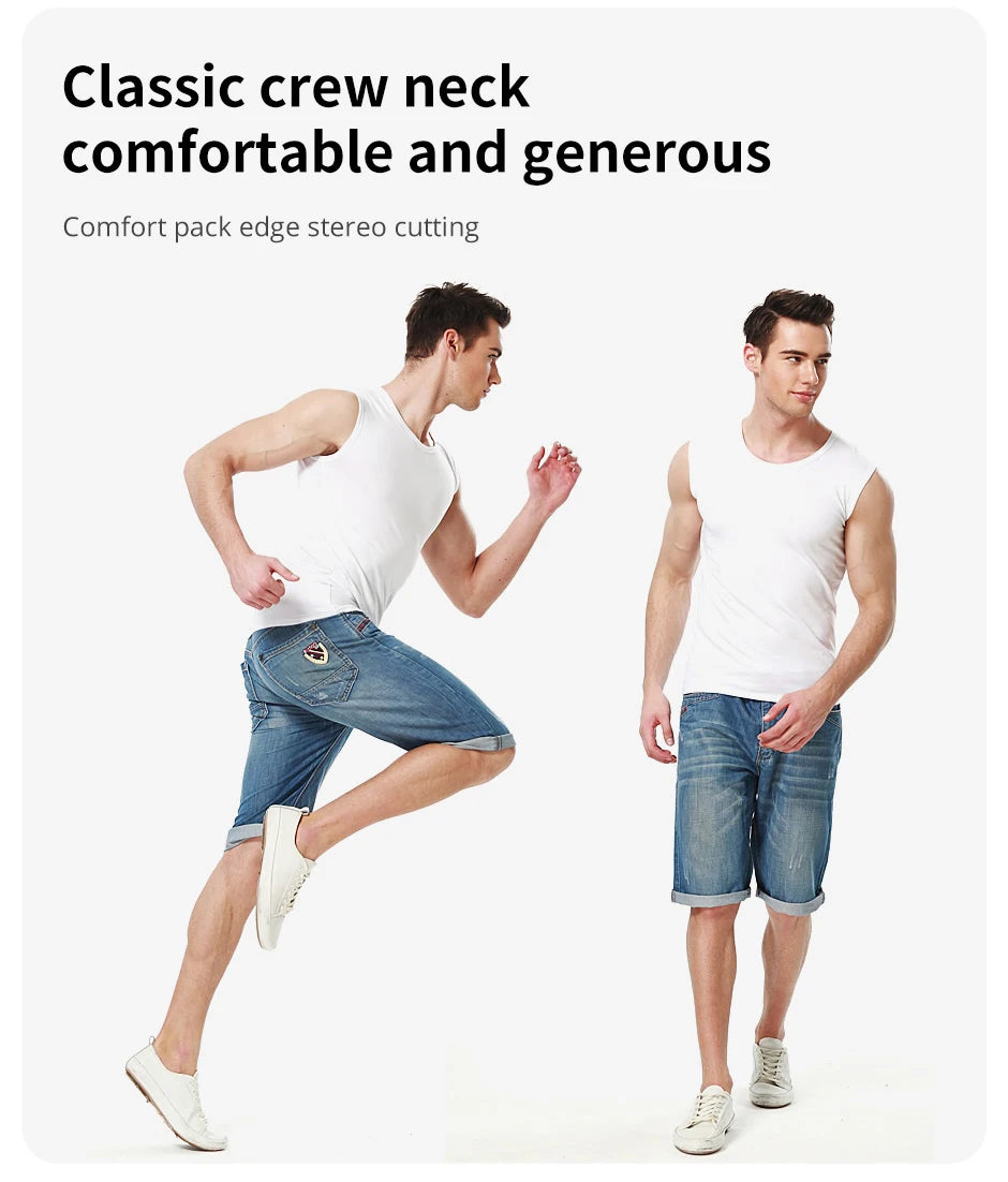 Slim Fit Sleeveless Cotton Vest (3-Pack)
