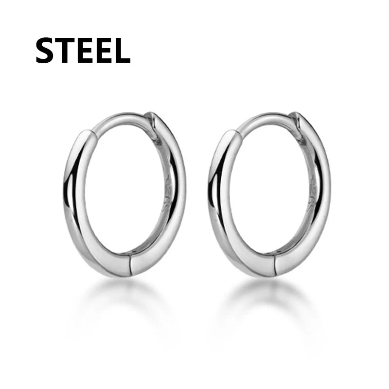 Unisex Black & Gold Stainless Steel Fake Earrings