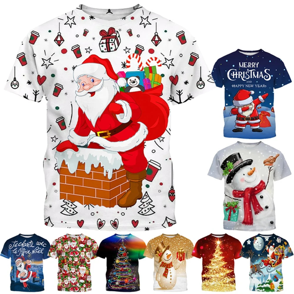 3D Christmas Print Casual T-Shirt