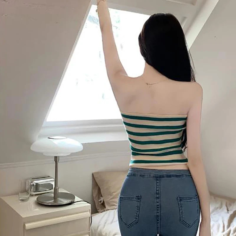 Retro Striped Bustier Tank