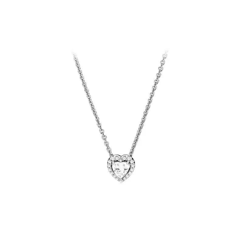 Colorful Heart Shaped 925 Sterling Silver Pendant Necklace