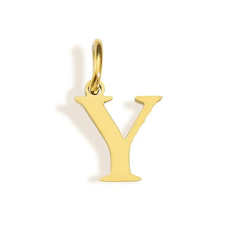 Gold Stainless Steel Initial Letter Charm Pendant