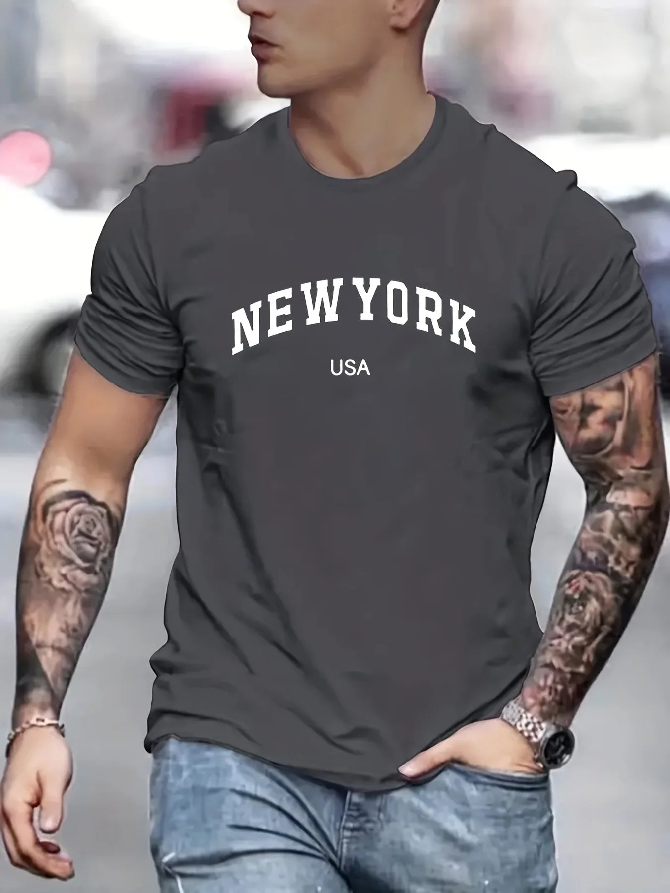 Men's Summer USA Printed 100% Cotton Casual T-Shirt