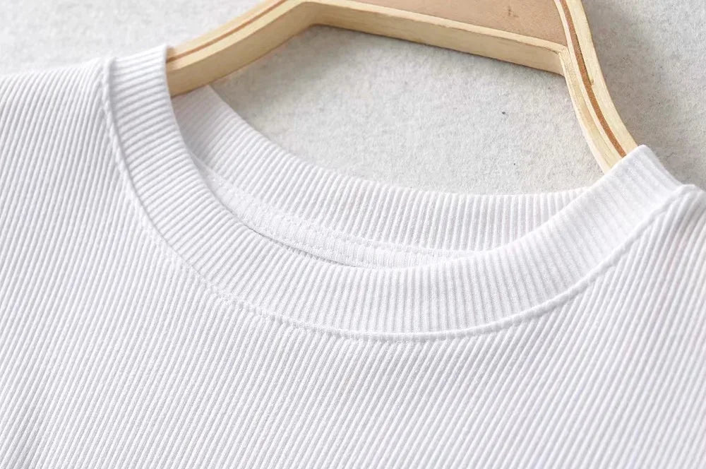 O-Neck Slim Stretch Crop Tee