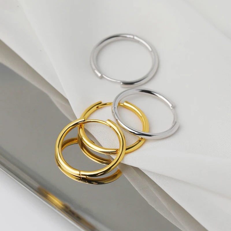 Unisex Black & Gold Stainless Steel Fake Earrings
