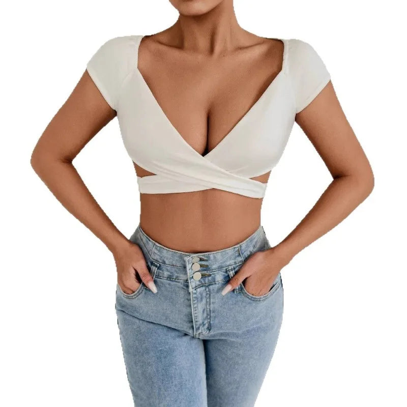 V-Neck Push Up Crop Top