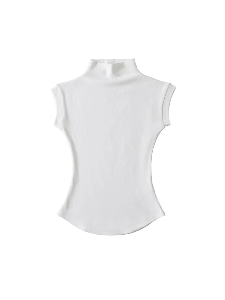 Slim Turtleneck Sleeveless Tee
