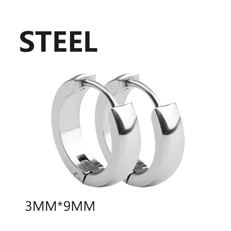 Unisex Black & Gold Stainless Steel Fake Earrings