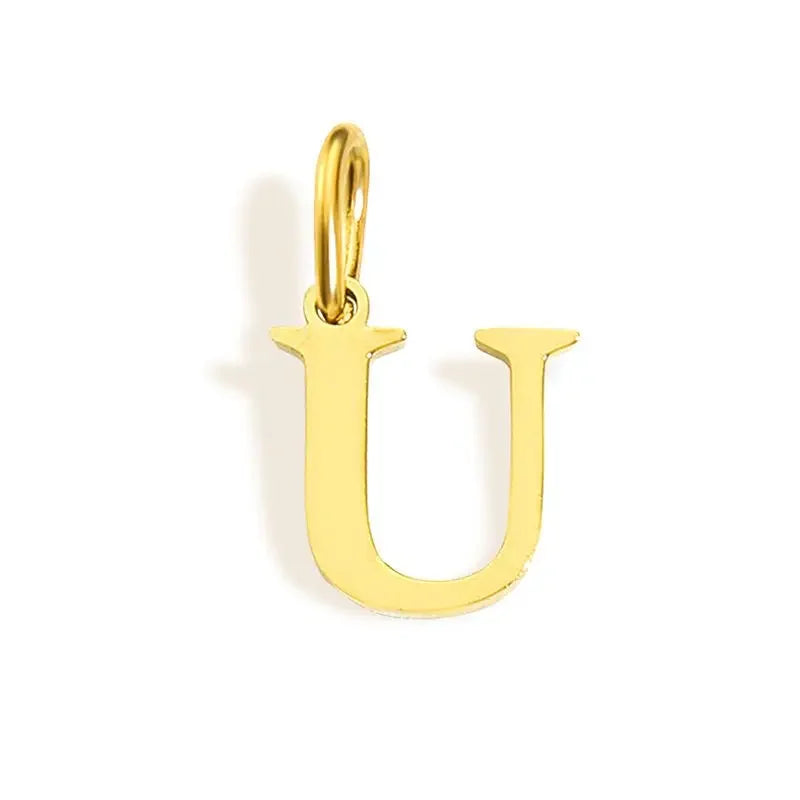 Gold Stainless Steel Initial Letter Charm Pendant