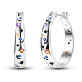Women's 925 Sterling Silver Starry Sky Hoop Earrings