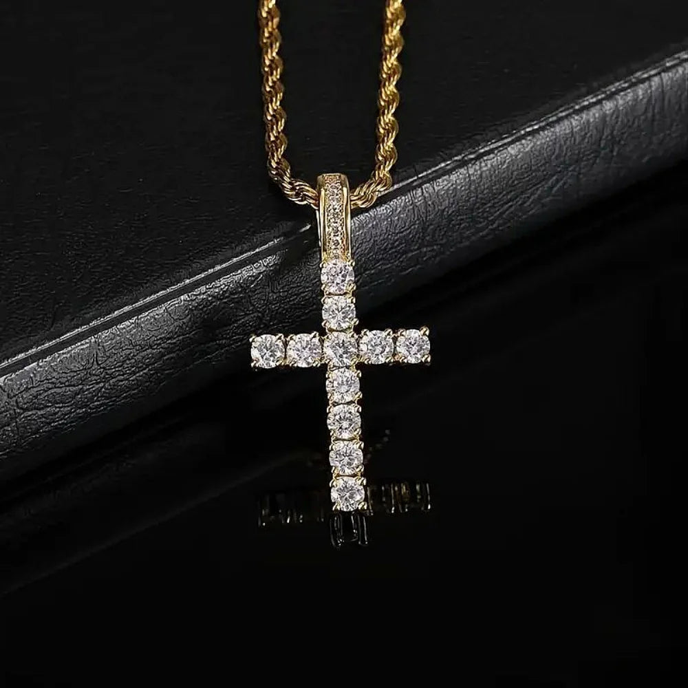 Huitan 60Cm Twisted Chain Long Necklace for Women/Men Fashion Luxury Cubic Zirconia Cross Pendant Necklace Gift Love Accessories