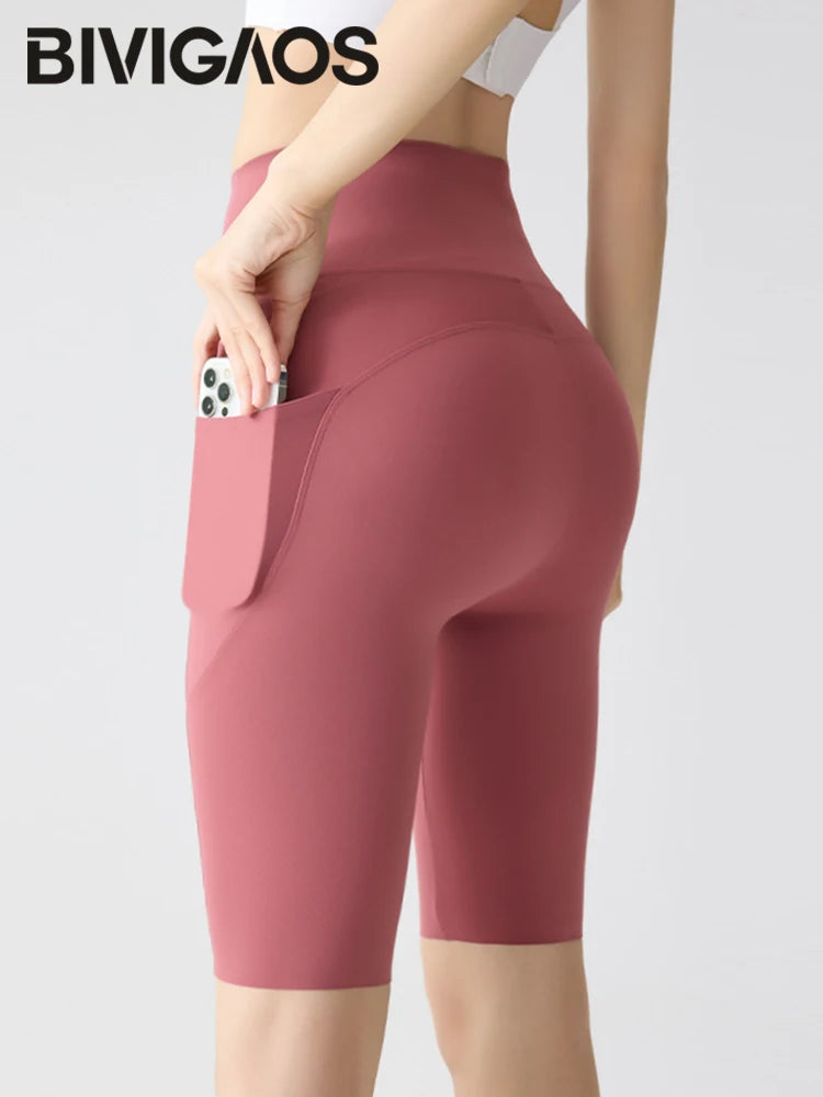 Voxlora High Waist Sharkskin Cycling Shorts