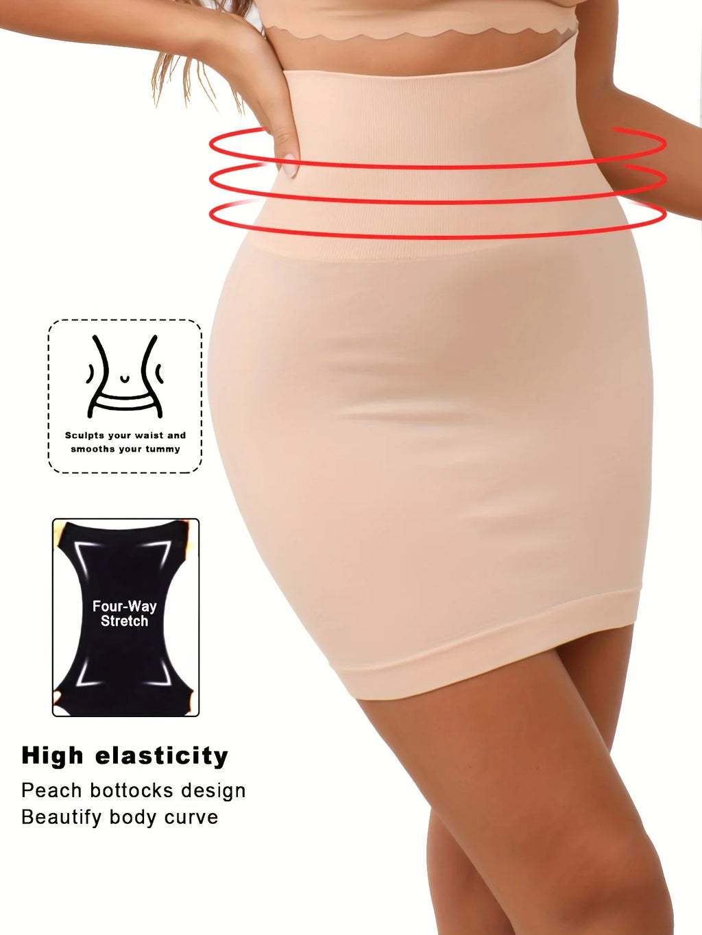 Women's High Waist Tummy Control Half Slip Shapewear