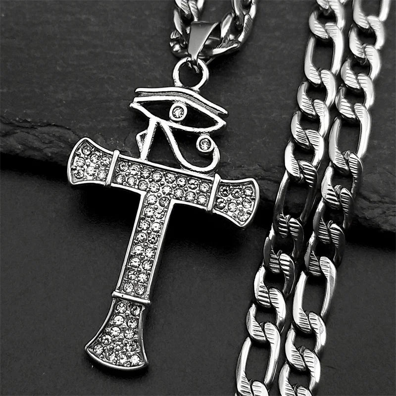 Fashion personality Cross Religious Pendant Men's Faith Stainless steel Gold plated Cross Necklace Punk Jewelry Accessories