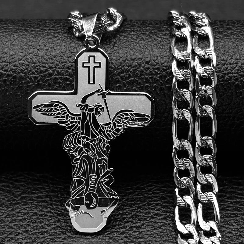 Fashion personality Cross Religious Pendant Men's Faith Stainless steel Gold plated Cross Necklace Punk Jewelry Accessories