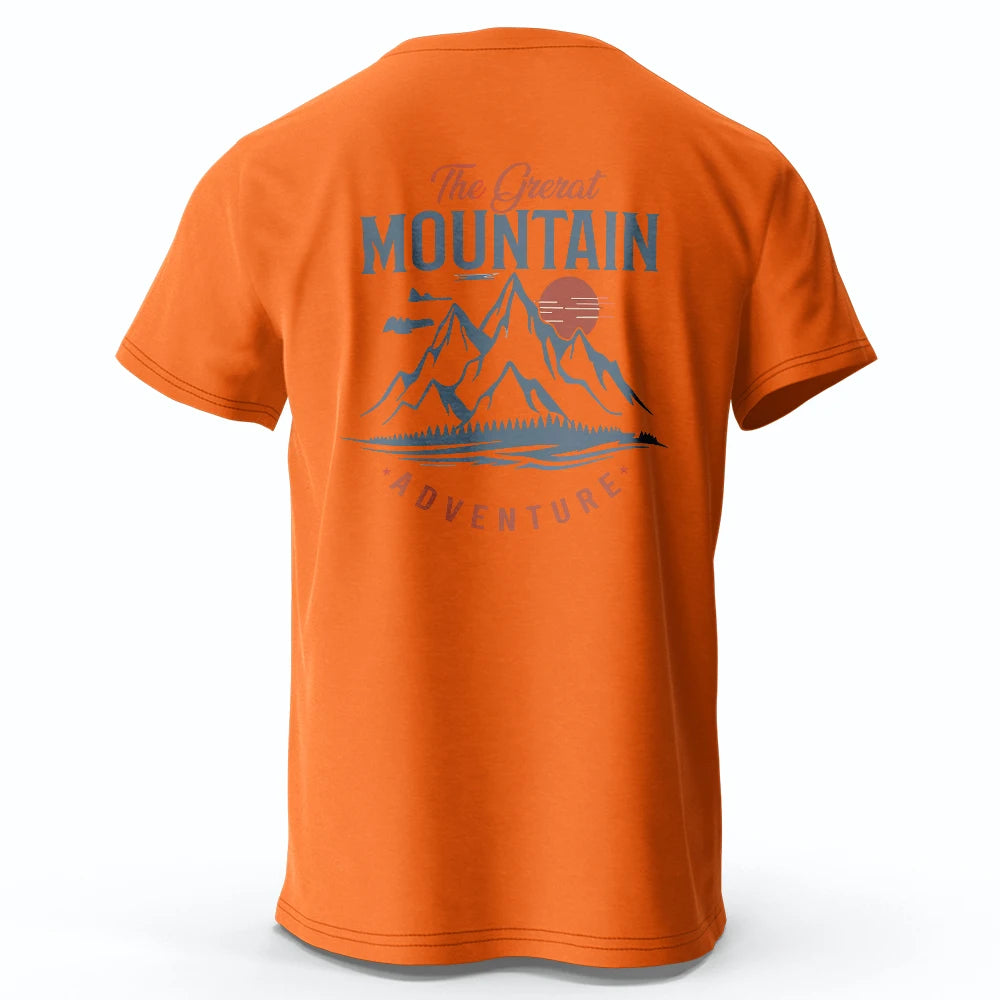 Men's Hiking Outdoor T-Shirt with Double Printed Design Cotton Tees for Men Women Sportwear