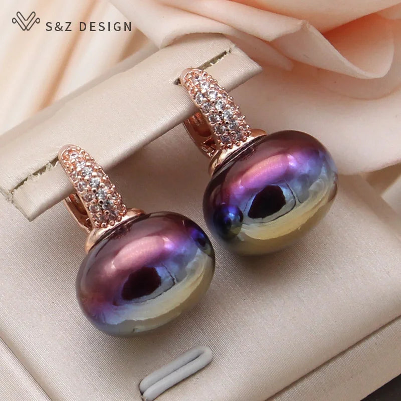 Women's Pearl & Cubic Zirconia Round Dangle Earrings