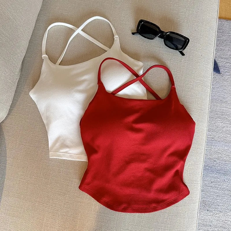 Pure Color Slim Strap Vest