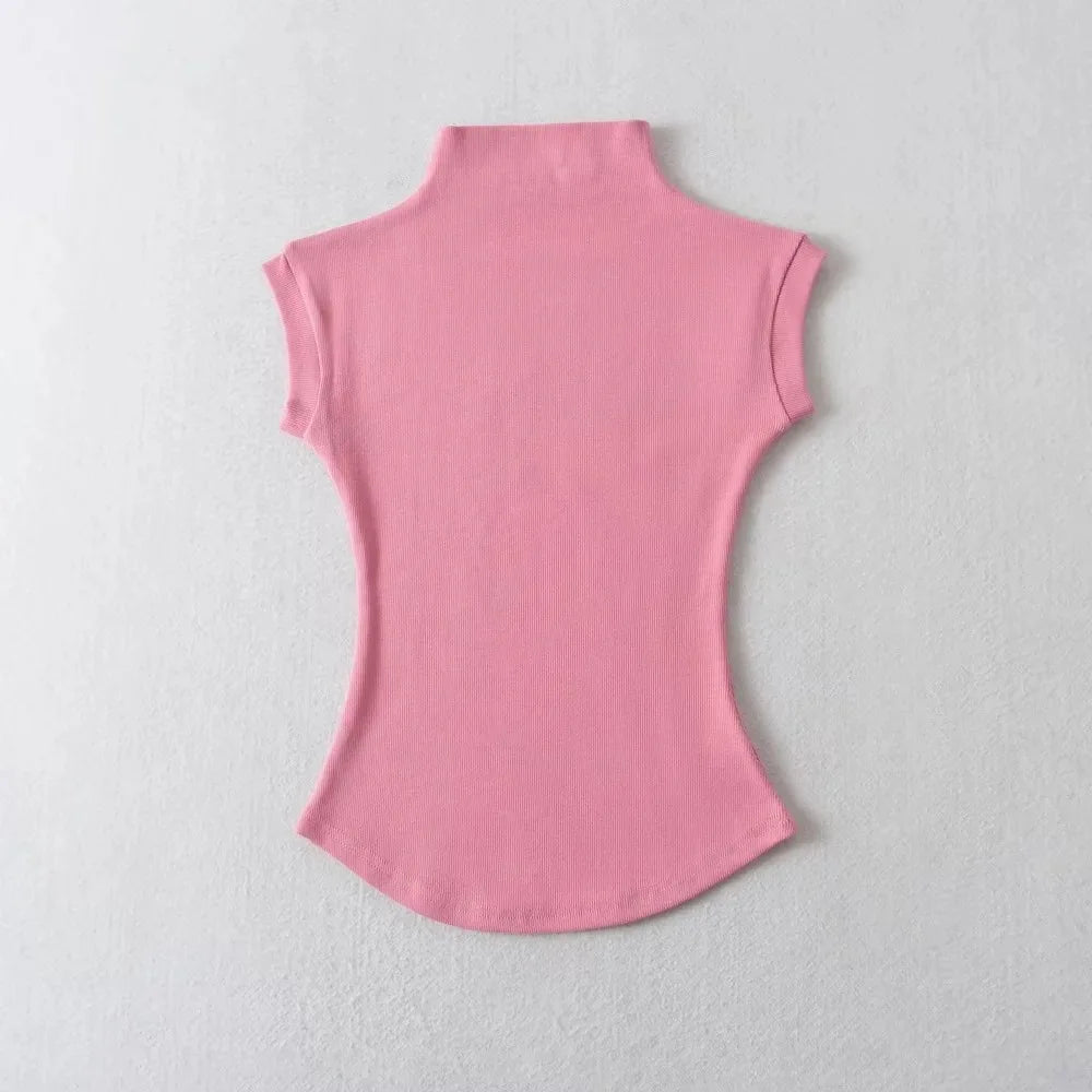 Slim Turtleneck Sleeveless Tee
