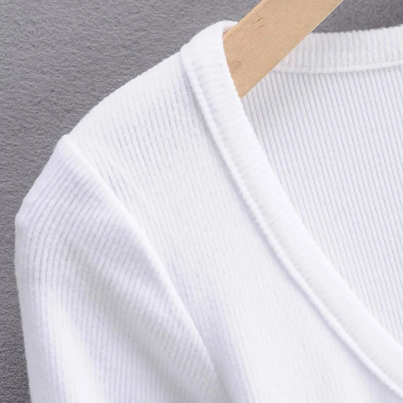 Long Sleeve Button Crop Top