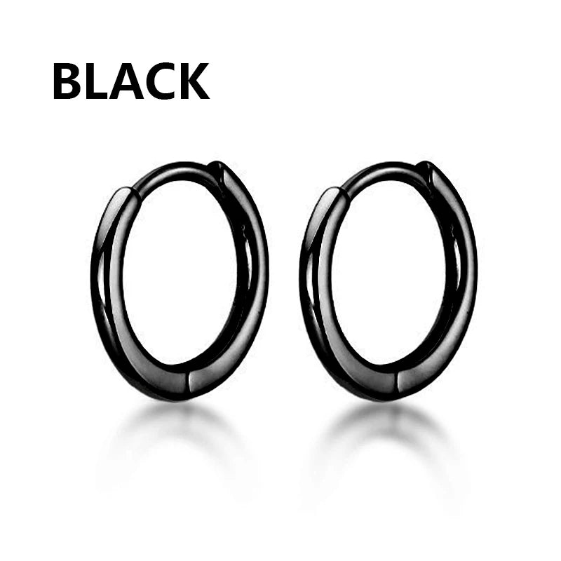 Unisex Black & Gold Stainless Steel Fake Earrings