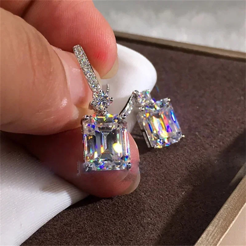 Women's Elegant Cuboid Zircon Dangle Earrings