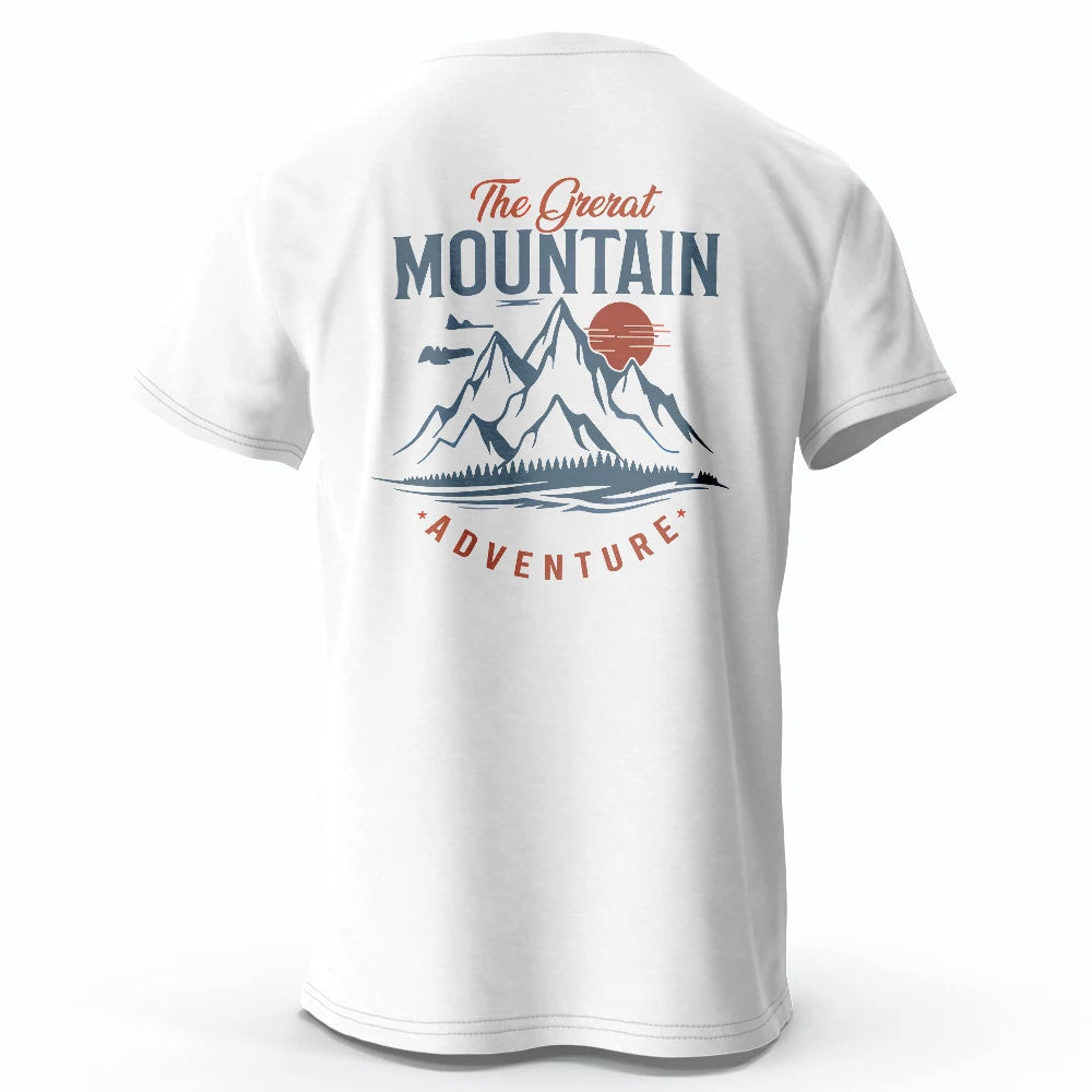Men's Hiking Outdoor T-Shirt with Double Printed Design Cotton Tees for Men Women Sportwear