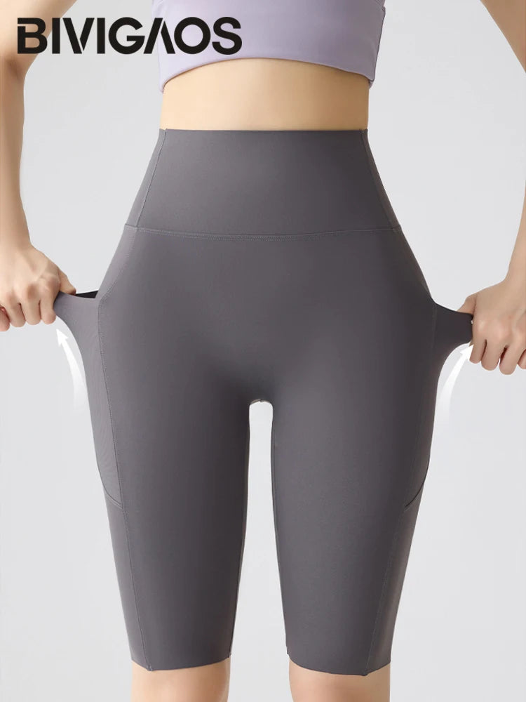 Voxlora High Waist Sharkskin Cycling Shorts