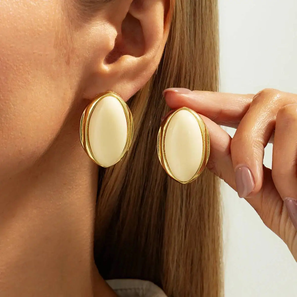 Women's Retro Resin Acrylic Oval Geometric Stud Earrings