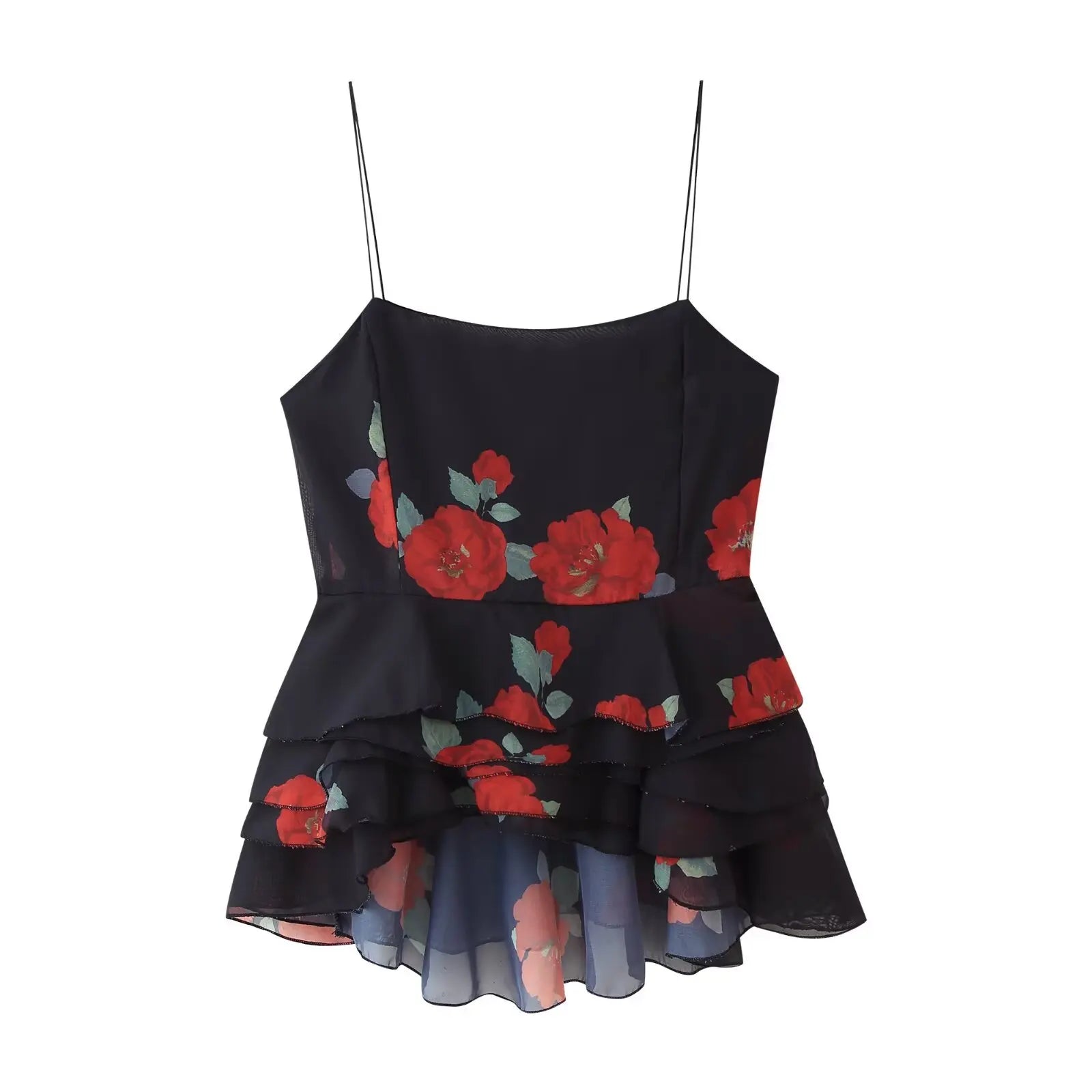 Floral Suspender Top & Midi Skirt Set
