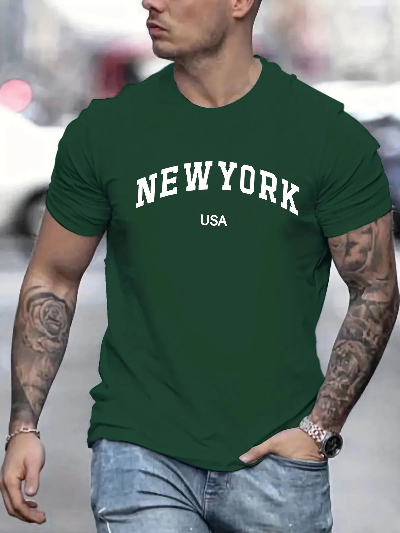 Men's Summer USA Printed 100% Cotton Casual T-Shirt