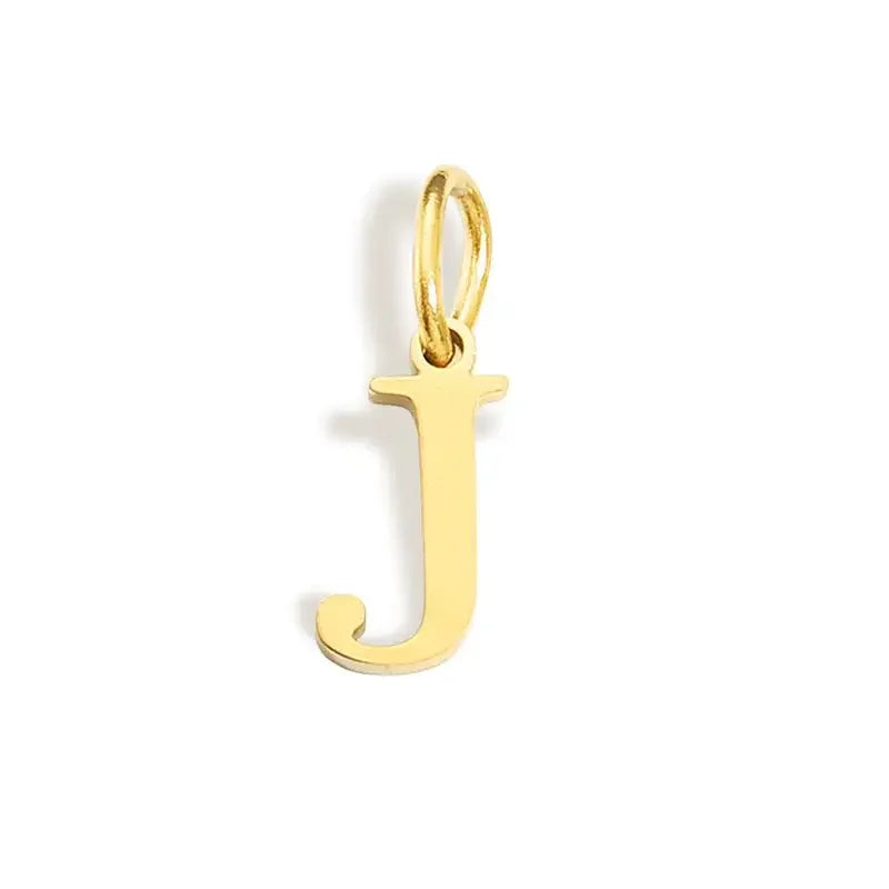 Gold Stainless Steel Initial Letter Charm Pendant