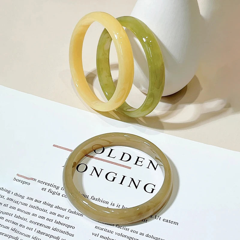 Women's 3-Piece Vintage Resin Acrylic Bangle Set