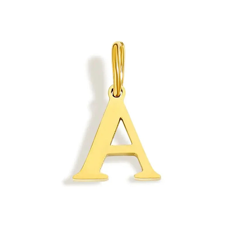 Gold Stainless Steel Initial Letter Charm Pendant