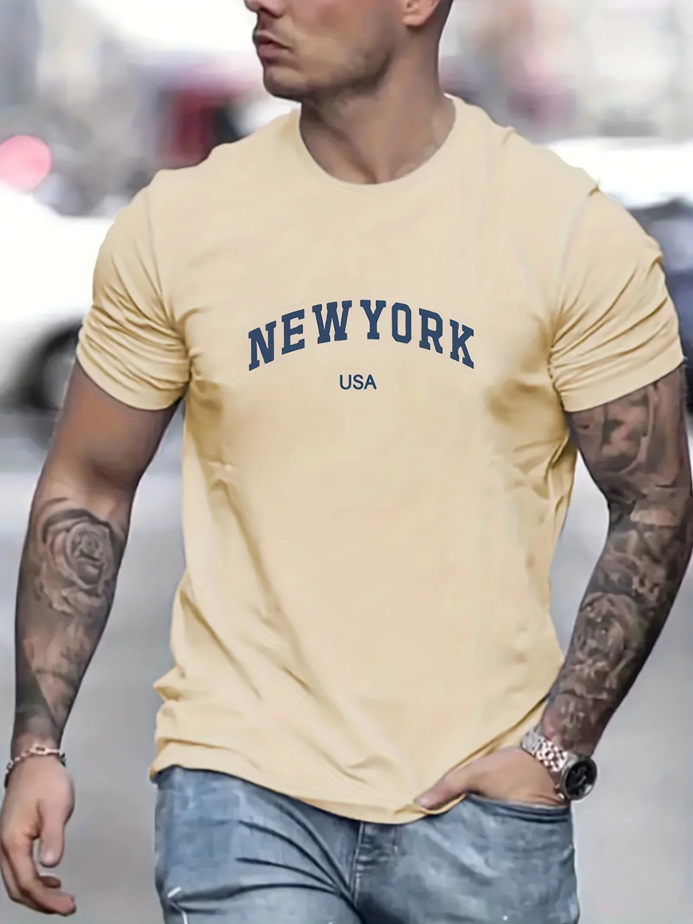 Men's Summer USA Printed 100% Cotton Casual T-Shirt