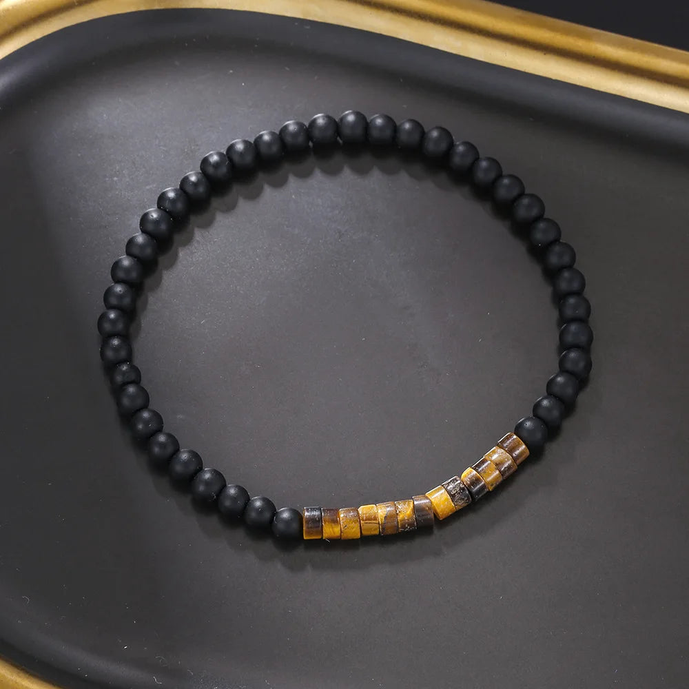 Men's 4mm Handmade Onyx Stone Beaded Bracelet