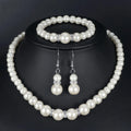 Women's 3-Piece Imitation Pearl Fireball Necklace, Bracelet & Earring Set