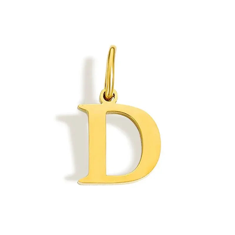 Gold Stainless Steel Initial Letter Charm Pendant
