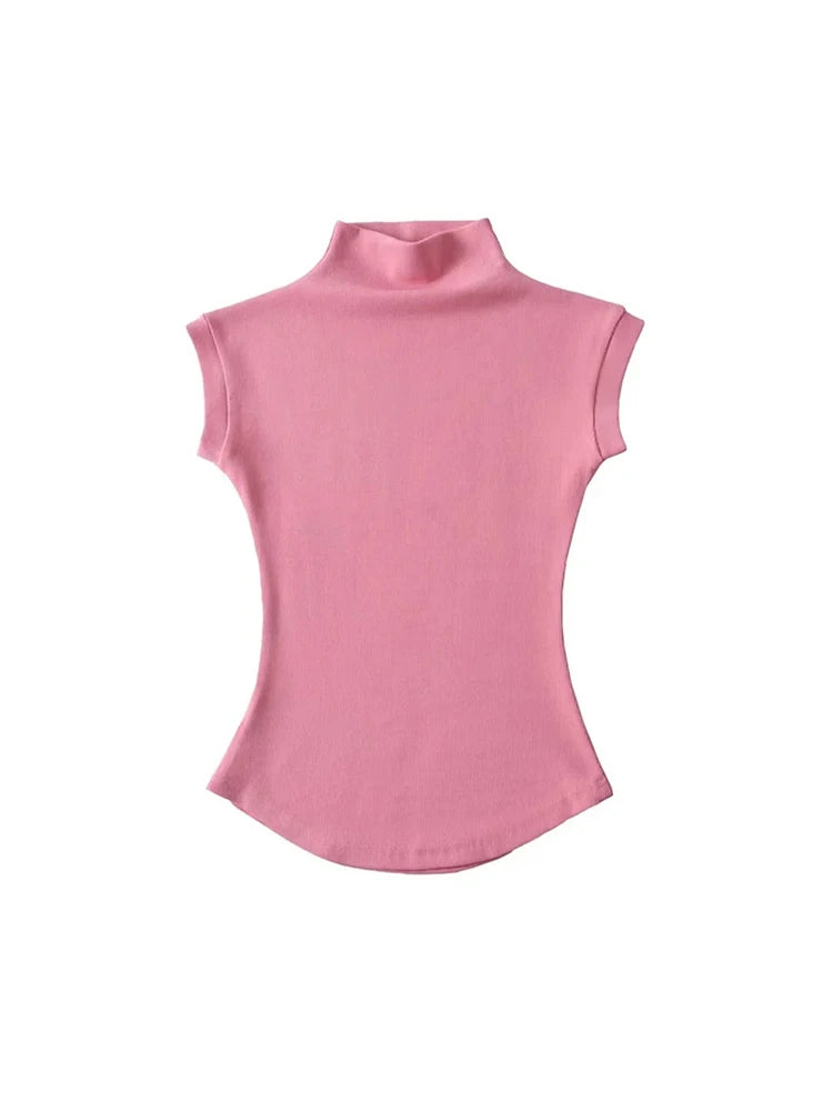 Slim Turtleneck Sleeveless Tee